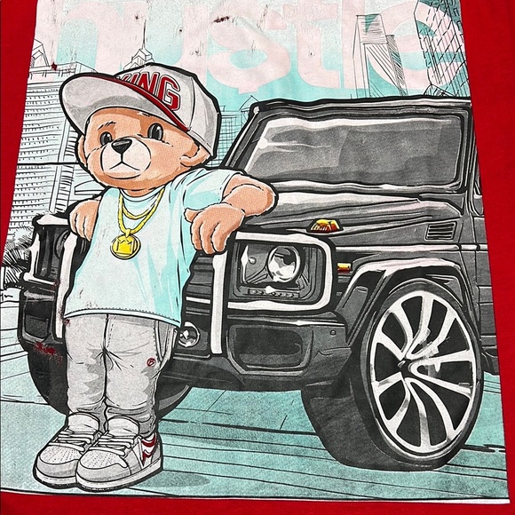 Launder red adult graphic tee hustle 5XL short sleeve crew neck - Picture 3 of 16